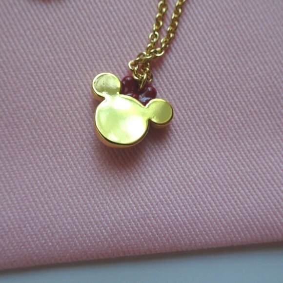 New Disney x Kate Spade Minnie Mouse Necklace Pendant Goldtone With Dust Bag - Picture 8 of 12